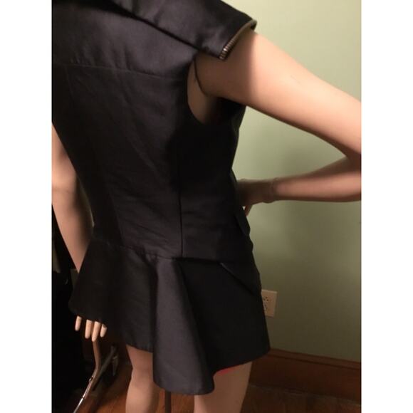 VERA WANG Couture(runway?) Black Silk/Wool double zipper peplum VEST w/pockets - Picture 6 of 8